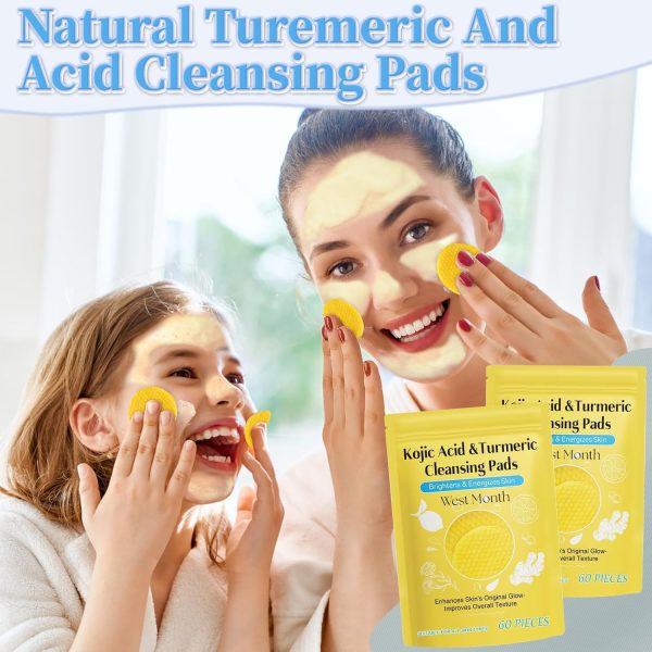 ⁦Kojic Acid & Turmeric Cleansing Pads – Brighten & Even Skin Tone with Kojic & Turmeric Extracts – Natural Face Exfoliating Pads for Radiant, Smooth Skin 60pcs⁩ - الصورة ⁦7⁩