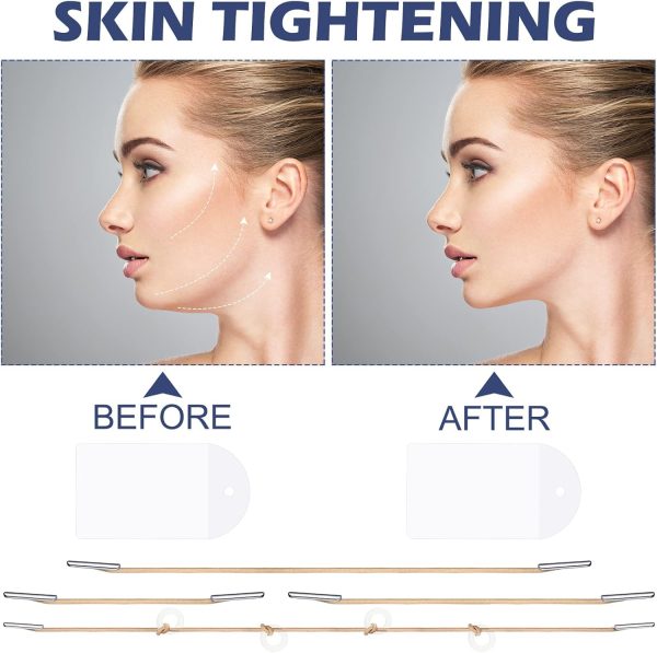 ⁦40 Pcs Face Lifting Tapes with 8 Pcs Lifting Rope Sets, Invisible Face Lift Tape Instant Face Lift Sticker Adhesive Lifting Patch Quick Face Lifting Band Neck Eye Lift Tape for Women Face Beauty⁩ - الصورة ⁦4⁩