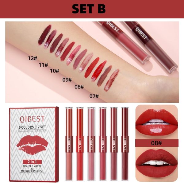 ⁦ELECDON 2-in-1 Lip Gloss & Matte Liquid Lipstick Set - 12 Colors Hydrating Velvet Lip Makeup Kit for Beauty Lovers⁩ - الصورة ⁦2⁩