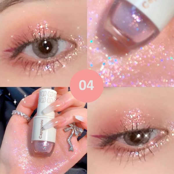 ⁦Excefore Liquid Glitter Eyeshadow, 2PCS Bling Eye Shadow Sparkle Shimmer Eyeliner Sticks Long Lasting, Quick-Drying, Easy to Apply, Loose Glitter Glue for Eye Crystals Makeup⁩ - الصورة ⁦3⁩