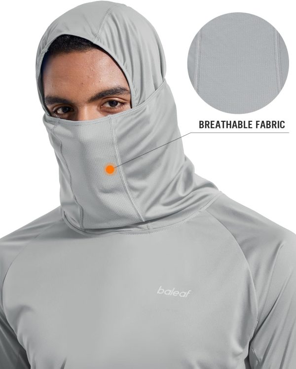 ⁦BALEAF Men's Sun Protection Hoodie Shirt UPF 50+ Long Sleeve UV SPF T-Shirts with Mask Rash Guard Fishing Lightweight⁩ - الصورة ⁦2⁩