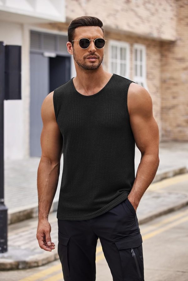 ⁦COOFANDY Men's Casual Tank Tops 2 Pack Sleeveless Muscle T Shirts Summer Tank Ribbed Knit Tee⁩ - الصورة ⁦6⁩