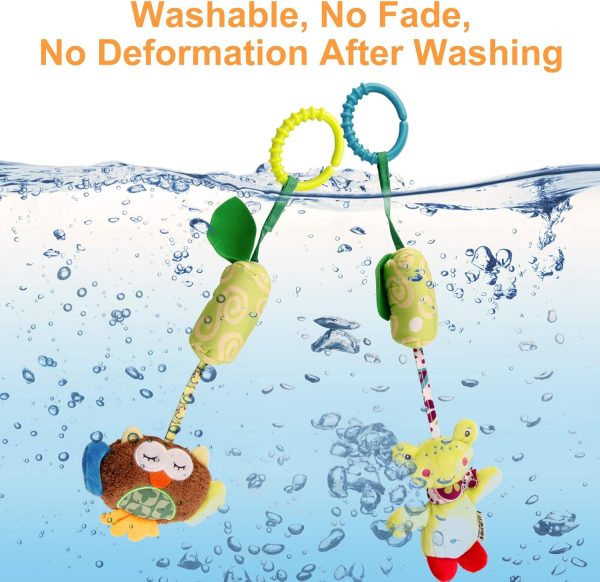 ⁦MAKINGTEC Baby Soft Hanging Rattle,Car Seat Hanging Bell Adorable Animal Infant Play Music Crib Toy Carseat Rattles Educational Toysfor Babies Boys and Girls 3 6 9 to 12 Months(4 Pack)⁩ - الصورة ⁦6⁩