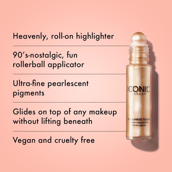 ⁦ICONIC London Rollaway Glow Highlighter Makeup, Champagne Chic, 8 ml⁩ - الصورة ⁦2⁩
