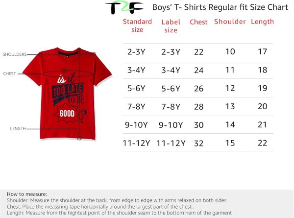 ⁦T2F Boy's BYS-TSRT-04 T-Shirt⁩ - الصورة ⁦5⁩
