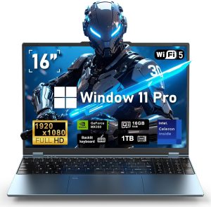 NAIKLULU Gaming Laptop,MX350 Graphics Laptop,16 Inch Laptop Computer,N95 4C/4T Processor(up to 3.4Ghz),16GB RAM 1TB SSD,16”FHD 1920 * 1200 Display,WiFi 5,BT4.0,Backlit Keyboard