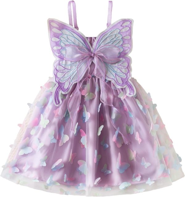 Toddler Girl Fairy Butterfly Tulle Dress with Sequins—Princess Style, Sparkly Costume for Birthday, Holiday, or Daily Wear, Suitable for Little Girls