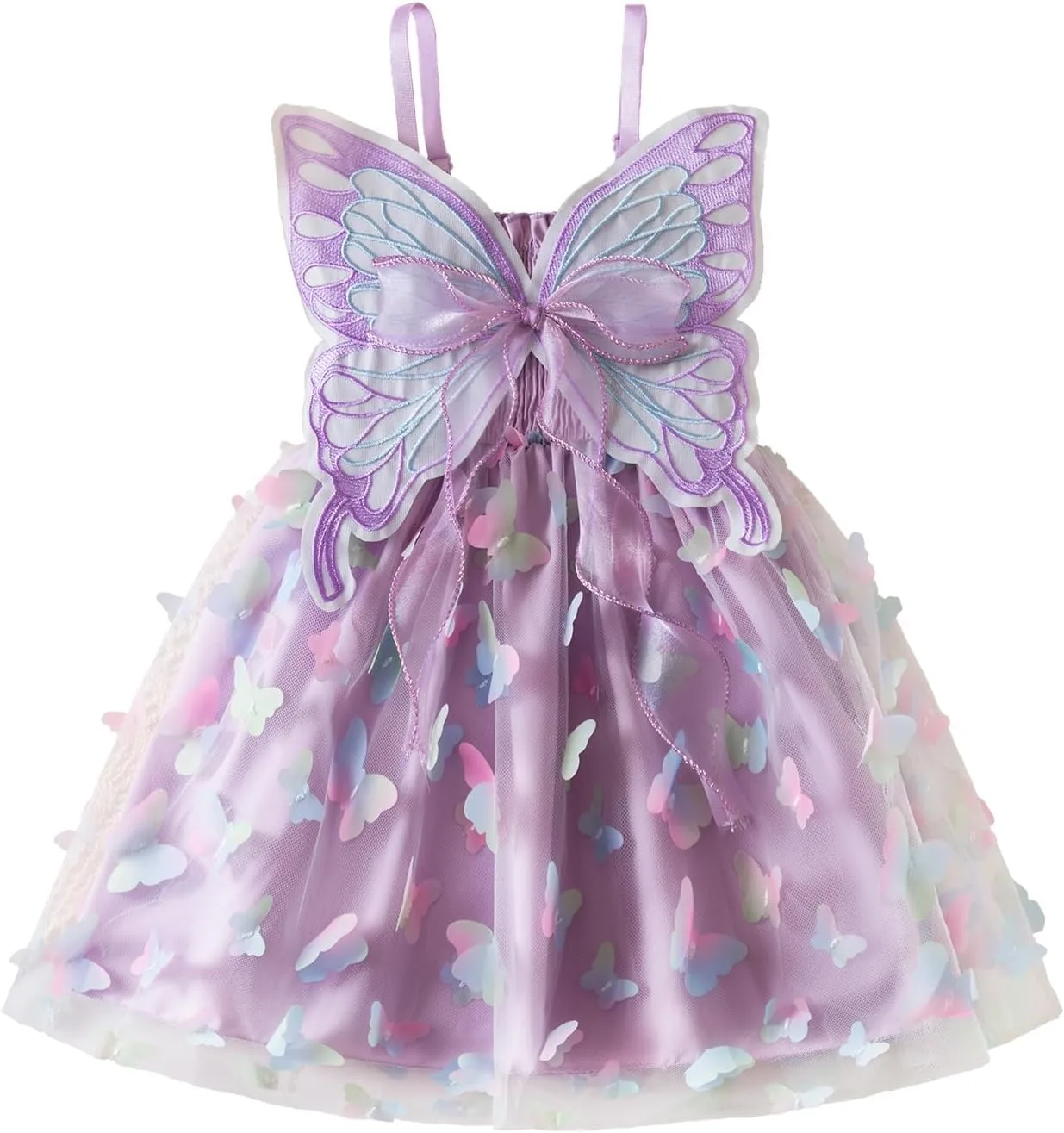 Toddler Girl Fairy Butterfly Tulle Dress with Sequins—Princess Style, Sparkly Costume for Birthday, Holiday, or Daily Wear, Suitable for Little Girls