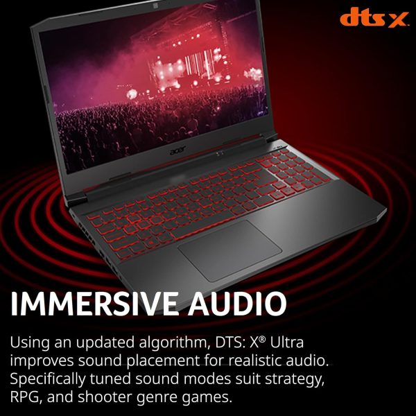 ⁦Acer Nitro 5 AN515-57-79TD Gaming Laptop|Intel Core i7-11800H|NVIDIA GeForce RTX 3050 Ti Laptop GPU|15.6" FHD 144Hz IPS Display|8GB DDR4|512GB NVMe SSD|Killer Wi-Fi 6|Backlit Keyboard,Black⁩ - الصورة ⁦7⁩
