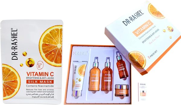 ⁦Dr Rashel Vitamin C Skin Care Series , Contains Hyaluronic Acid, Anti Aging and Collagen Essence ( Pack Of 5 Piece Set ) + 1 Pcs of Vitamin C Silk Mask⁩ - الصورة ⁦3⁩