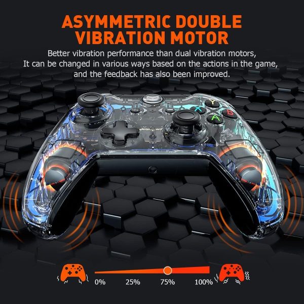 ⁦Wired Controller, BIGBIG WON Rainbow PC Controller RGB Indicator, Custom Back Buttons, 6-Axis Gyro, Dual Motor, Linear Trigger Wired Game Controller for Switch/Windows10 & for PS5/PS4 via R90 Adapter⁩ - الصورة ⁦3⁩