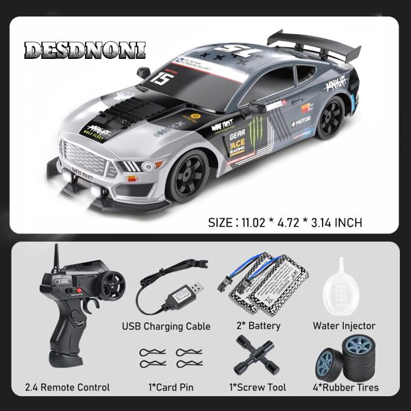 ⁦Desdoni RC Drift Car 1:16 4WD 18KM/H 2.4GHz with LED Lights Rubber Tire Racing Sports Toy Unisex Boys Girls Gift 2 Rechargeable Batteries⁩ - الصورة ⁦6⁩