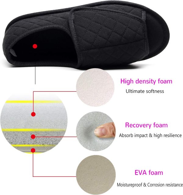 ⁦Urbancolor Women Adjustable Indoor Slippers Memory Foam House Shoes Open Toe Diabetic Slipper Arthritis Edema Extra Wide Shoes⁩ - الصورة ⁦4⁩