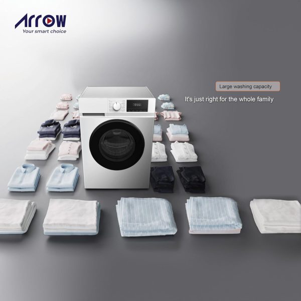 ⁦ARROW FRONT LOAD WASHING MACHINE 6KG, SILVER COLOR, DOUBLE LAYER DOOR, RO-07FWTS-01⁩ - الصورة ⁦3⁩