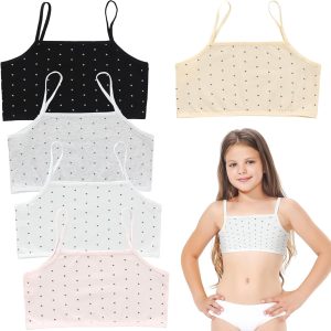NALACAL Girls Sports Bras, 5 Pcs Underwear Training Bra, Teenage Cotton Crop Tops for 8-14 Years Kids, Sleep Bras