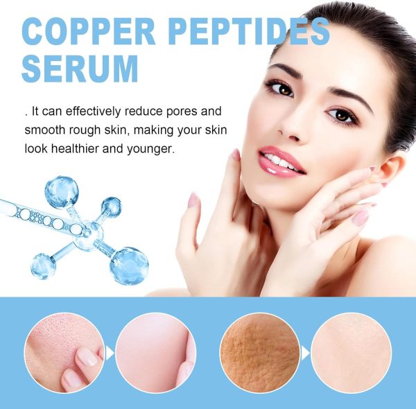 ⁦Mhepzol 2Pack Blue Copper Peptide Face Serums, Anti Wrinkle Improves Damaged Skin, Copper Peptides for Face, Glow Serum for Radiant, Hyaluronic Acid Serum Reduces Fine Lines, Improves Skin Barrier⁩ - الصورة ⁦3⁩