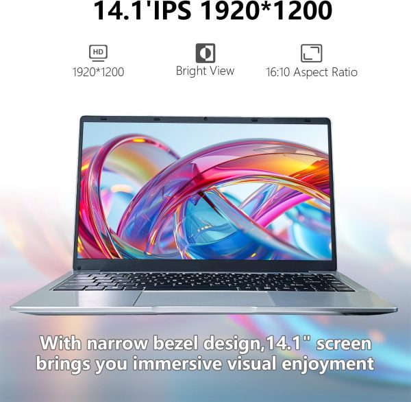 ⁦XINHENGTAI Windows Laptop Computer, 14.1 Inch Quad Core Laptop Notebook Windows 11 Traditional Laptop with 6GB DDR4 256GB SSD 2.4/5G WiFi BT4.0 HDMI USB 3.0, Large Capacity Battery⁩ - الصورة ⁦2⁩