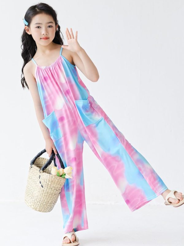 ⁦SEAUR Girls Sleeveless Jumpsuits Side Slit Wide Leg Romper with Pockets for Beach Vacation⁩ - الصورة ⁦4⁩