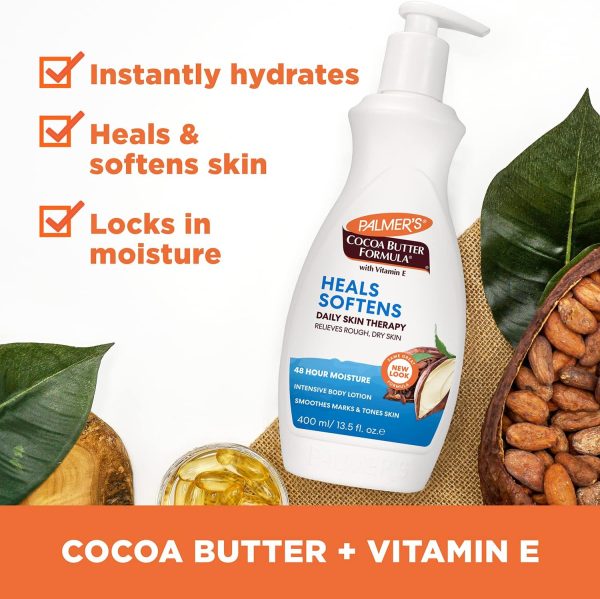 ⁦Palmer's Cocoa Butter Formula Daily Skin Therapy Cocoa Butter Body Lotion for Dry Skin, Hand & Body Conditioner, Pump Bottle,13.5 Oz (Pack of 3)⁩ - الصورة ⁦4⁩