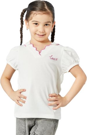REDTAG Girls Collared Casual Top