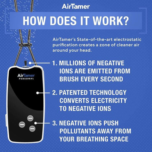 ⁦AirTamer A310 Rechargeable Personal Air Purifier, Proven Performance, Virus and Pollutant Tested*, Black with Metal Travel Case⁩ - الصورة ⁦5⁩