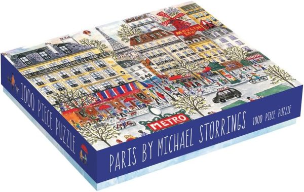 ⁦Galison Michael Storrings Paris Puzzle, 1,000 Pieces, 20”x27” – Fun and Challenging – Piece Together a Charming Paris Scene Complete with The Metro, Cafes, Shops, and The Iconic Eiffel Tower, 1000⁩ - الصورة ⁦2⁩