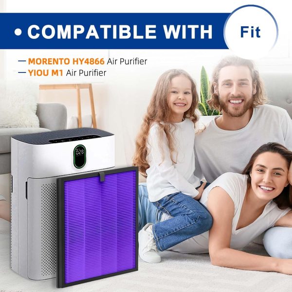 ⁦ADDFRESH HY4866 Air Purifier Replacement Filter Compatible with MORENTO HY4866 and YIOU M1 Air Purifier - 2 Pack Premium H13 True HEPA Filters + 1 Cleaning Brush (Multifunction Version)⁩ - الصورة ⁦2⁩