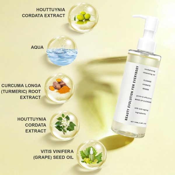 ⁦NALACAL Ginseng Cleansing Oil for Face, Hydrating Makeup Remover, Pore Control Oil Cleanser, Blackheads Removal and Makeup Remover, Turmeric Facial Cleanser Oil for Daily Makeup for All Skin Types⁩ - الصورة ⁦4⁩