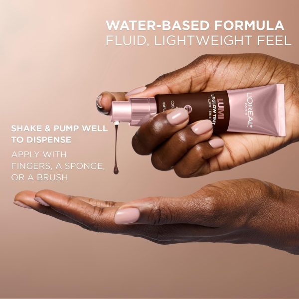 ⁦L’Oréal Paris Lumi Le Glow Skin Tint, Lightweight Water-Based Tinted Serum with Foundation-Like Coverage, Glow Illuminator, Neutral 200, 0.85 Fl Oz⁩ - الصورة ⁦8⁩