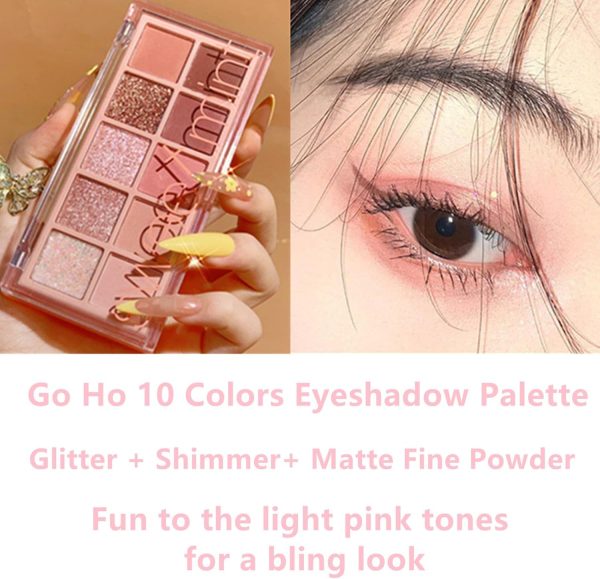 ⁦10 Colors Eyeshadow Palette,Matte&Glitter&Shimmer Eyeshadow Makeup,Pink Eye Black Pink Eyeshadow Shades, Naturing-Looking,High Pigment Waterproof Eye Shadow Palette Makeup⁩ - الصورة ⁦5⁩