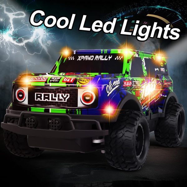 ⁦Remote Control Car, 1/24 Scale Light Up Racing Car Toys, RC Car for Kids with Cool Led Lights, Hobby RC Cars Toys Birthday Gifts for 3 4 5 6 7 8 Year Old Boys Girls (Y243 Green)⁩ - الصورة ⁦5⁩