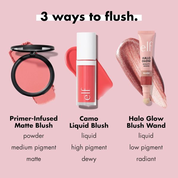 ⁦e.l.f. Primer-Infused Blush, Long-Wear, Matte, Bold, Lightweight, Blends Easily, Contours Cheeks, Always Rosy, All-Day Wear, 0.35 Oz⁩ - الصورة ⁦6⁩