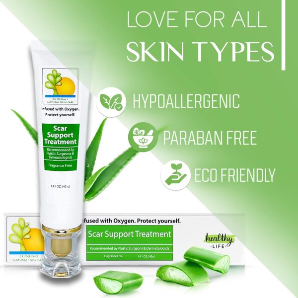 ⁦Dr Speron's Natural Skincare Scar Removal Cream For New & Old Scars, Advanced Silicone Scar Gel For Surgical Scars, Pimples, Burns, And Dark Spots - 1.41oz⁩ - الصورة ⁦8⁩