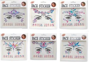 ECVV 6Pcs Face & Nail Stickers for EDM Festivals - Sparkling, Reusable, and Easy to Apply