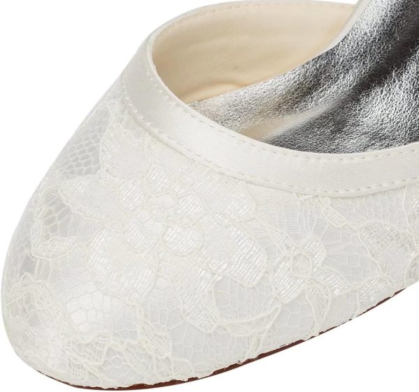 ⁦Emily Bridal Bridal Shoes Women's Lace Satin Stiletto Pumps Sandals⁩ - الصورة ⁦7⁩