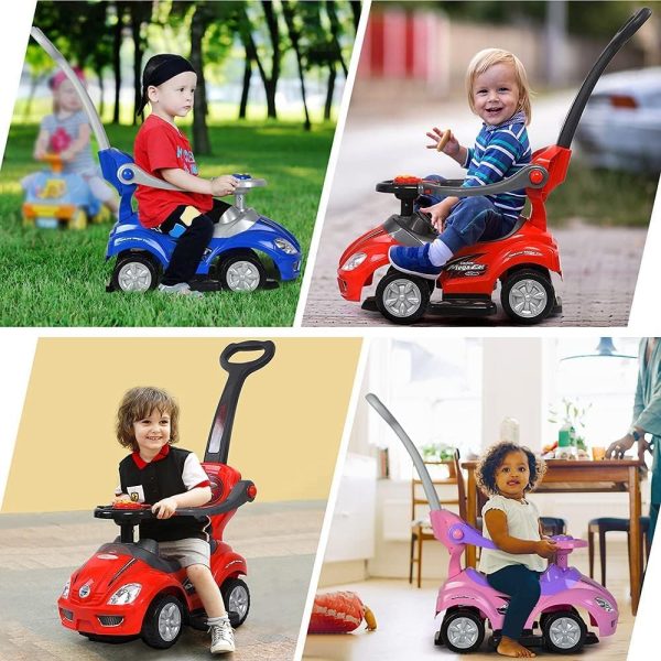⁦3 in 1 Kids Ride on Car Push Car with Music and Lights, Push Car Toy for Kids with Safety Bar and Push Handle, for 1-3 Years Old Toddlers (Red)⁩ - الصورة ⁦4⁩