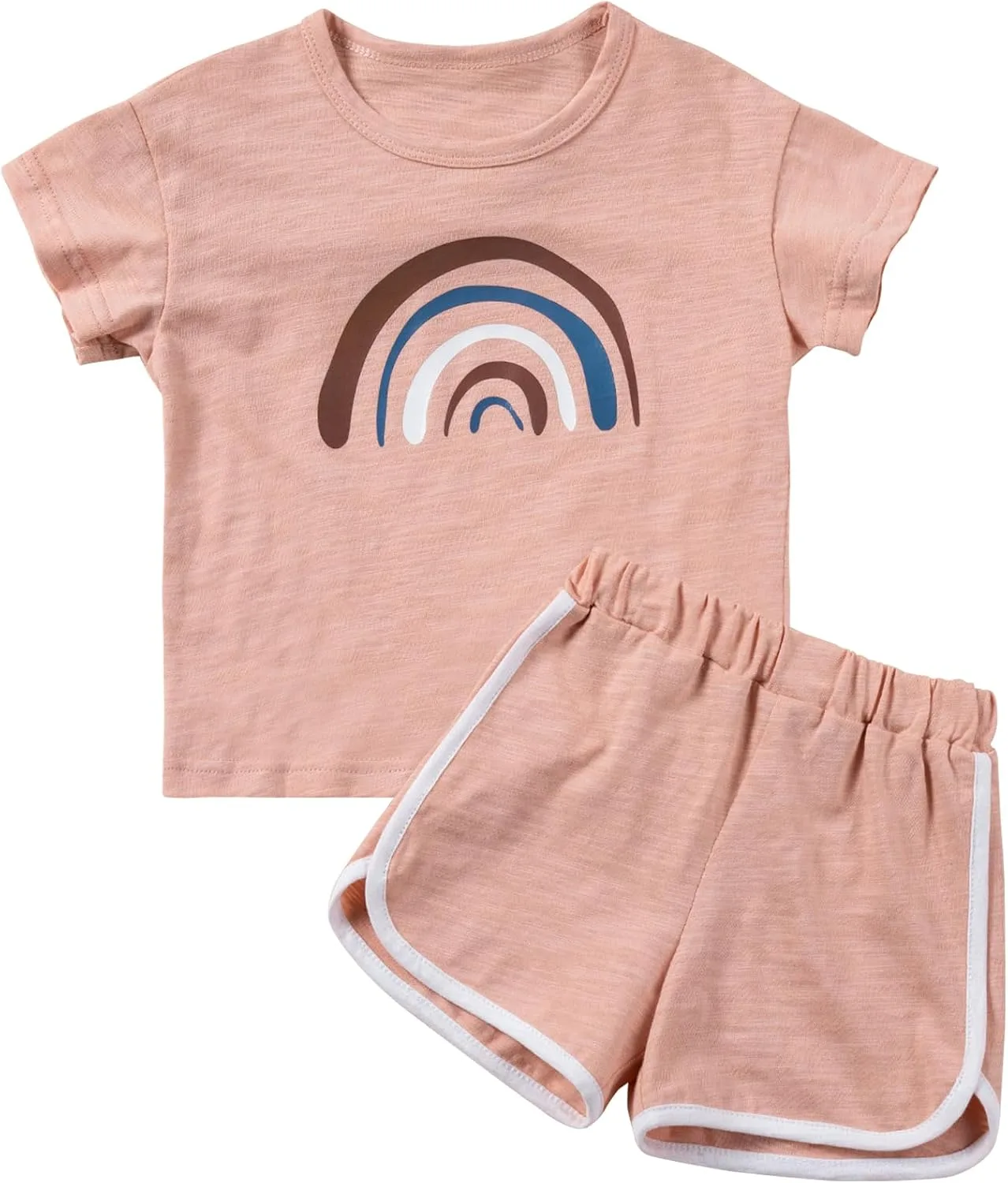 SEAUR Baby Boys Girls Shorts Tops Set Cotton Toddler Short Sleeve T-Shirt Solid Color Summer Outfit Clothes