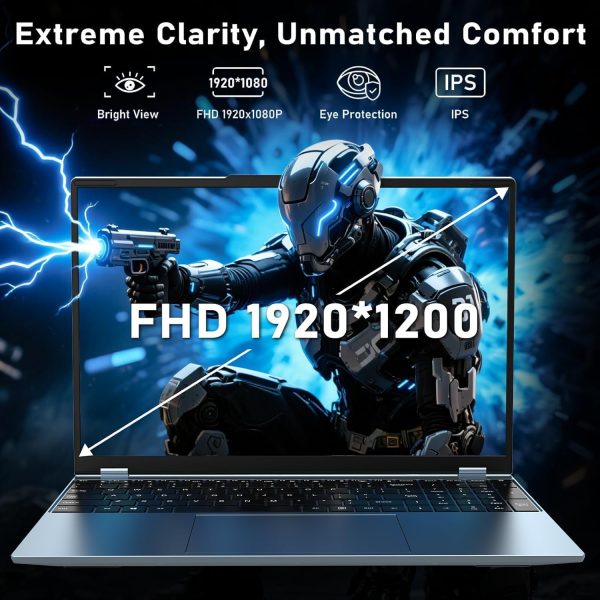 ⁦NAIKLULU Gaming Laptop,MX350 Graphics Laptop,16 Inch Laptop Computer,N95 4C/4T Processor(up to 3.4Ghz),16GB RAM 1TB SSD,16”FHD 1920 * 1200 Display,WiFi 5,BT4.0,Backlit Keyboard⁩ - الصورة ⁦4⁩