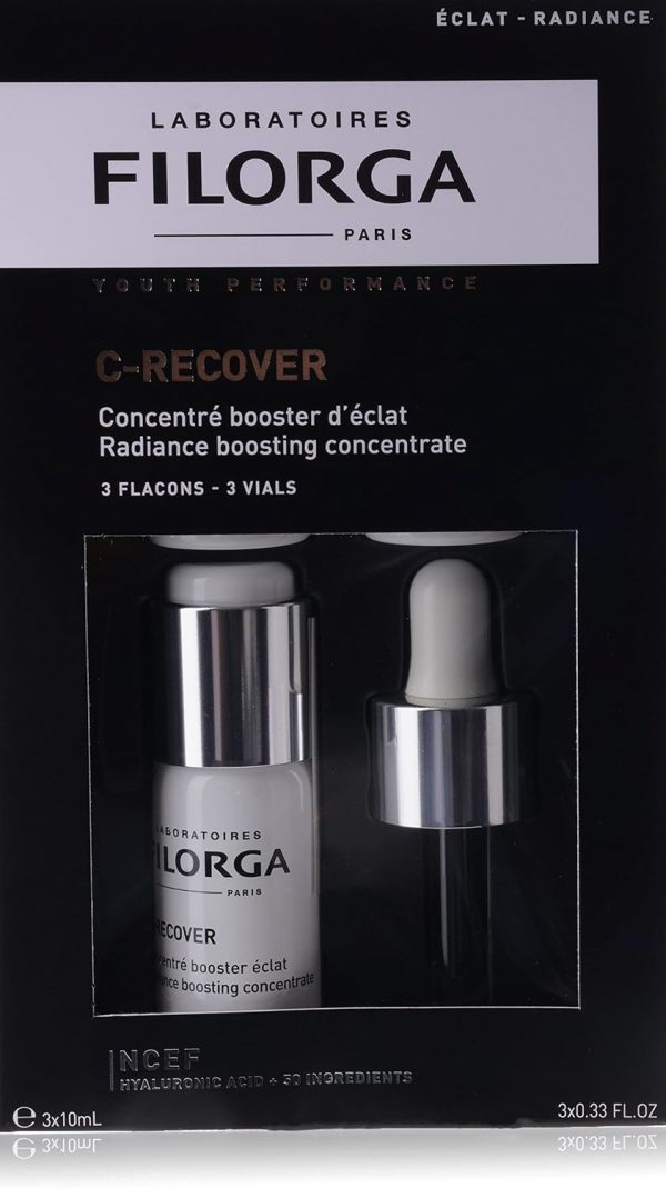 Filorga C-Recover Vitamin C Serum 3x10ml – Radiance-Boosting Skincare with Pure Vitamin C – Reduces Wrinkles, Evens Skin Tone, and Hydrates – Anti-Fatigue Facial Treatment for All Skin Types