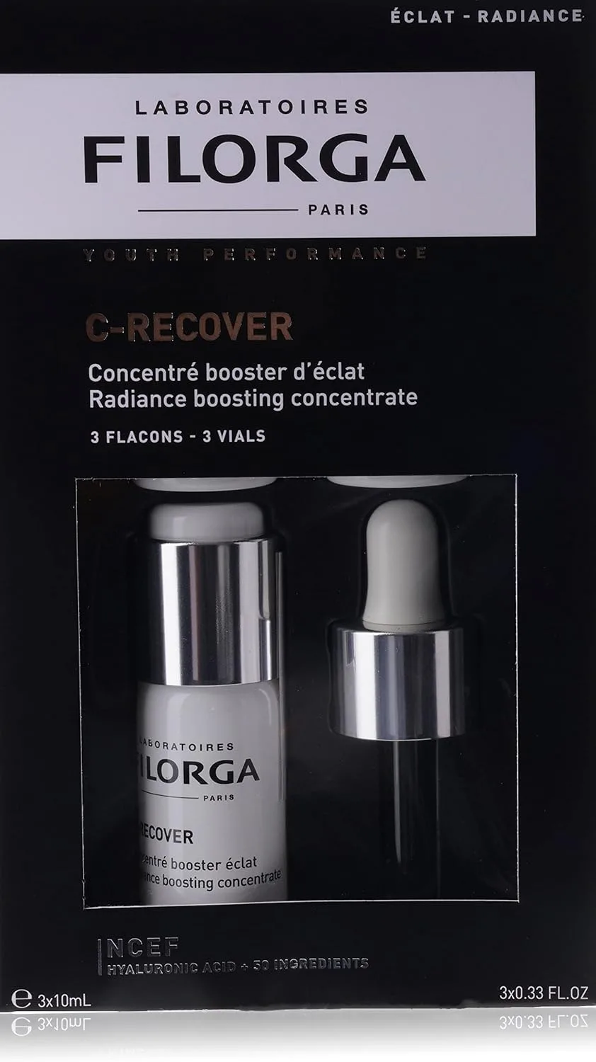 Filorga C-Recover Vitamin C Serum 3x10ml – Radiance-Boosting Skincare with Pure Vitamin C – Reduces Wrinkles, Evens Skin Tone, and Hydrates – Anti-Fatigue Facial Treatment for All Skin Types