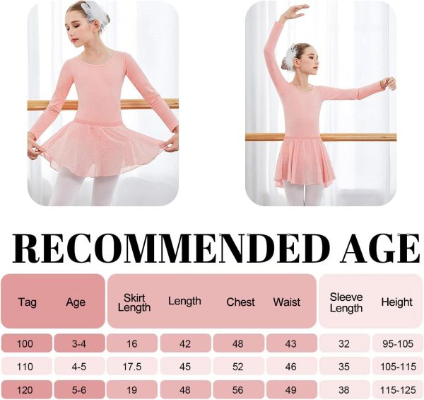 ⁦Trezalmyx Girls Ballet Leotard with Long Sleeve, Crisscross Back Dance Dress & Removable Shiny Skirt Combo for Kids⁩ - الصورة ⁦3⁩