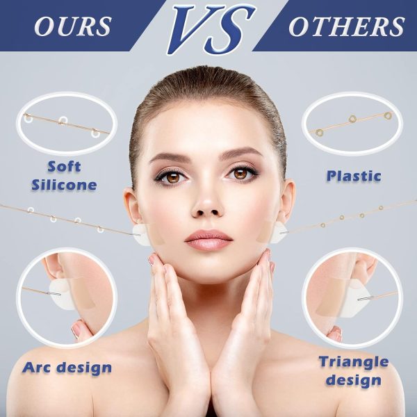 ⁦40 Pcs Face Lifting Tapes with 8 Pcs Lifting Rope Sets, Invisible Face Lift Tape Instant Face Lift Sticker Adhesive Lifting Patch Quick Face Lifting Band Neck Eye Lift Tape for Women Face Beauty⁩ - الصورة ⁦6⁩