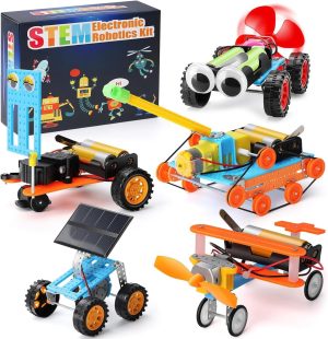 WEKUBA Science Experiments Toy for Kids, 5 in 1 Learning & Education STEM Robot Toys Craft Kits, Science Activities Experiment Engineering Project Electronics Age 8-12 Kids Gifts