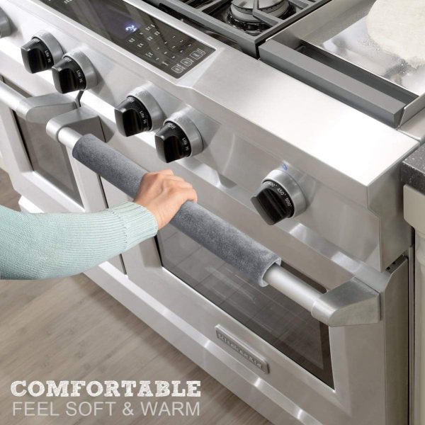 ⁦YQbest Handle Covers Refrigerator Door Handle Covers, Cloth Protector for Electrical Kitchen Appliances, Fridge, Microwave, Dishwasher, Freezer, Oven Door (Light Grey)⁩ - الصورة ⁦5⁩