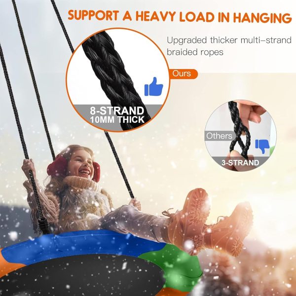 ⁦BOOM Saucer Tree Swing, 660lb Weight Capacity Kids Adults, 900D Oxford Waterproof Durable, Safe, and Easy to Install, مرجيحة اطفال, Great for Tree, Swing Set, Backyard, Playground, Playroom⁩ - الصورة ⁦3⁩