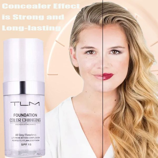 ⁦Omaky 30ml TLM Concealer Cover Cream Flawless Colour Changing Foundation Makeup Base Nude Face Liquid Cover Concealer Changing Warm Skin Tone Moisturizing Cover for women&girls(2pcs)⁩ - الصورة ⁦4⁩