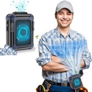 KASTWAVE Necklace Fan, Personal Belt Fan Clip On Waist Portable Cooling Fan & USB Necklace Fan Adjustable Fan Suitable for Travel Outdoor Working Jobsite 7000RMP Strong Airflow/ 3 Speeds