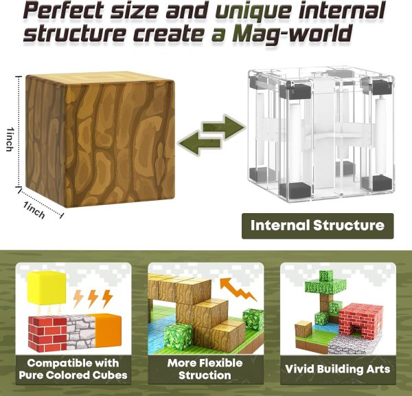 ⁦Toylogy 100PCS Magnetic Blocks-Build Mine Magnet World Set for Boys & Girls Age 3-5 6-8, STEM Sensory Toys for Toddlers Gifts for 3+ Years Old Girls Boys, Classroom Must Haves Construction Toys⁩ - الصورة ⁦4⁩