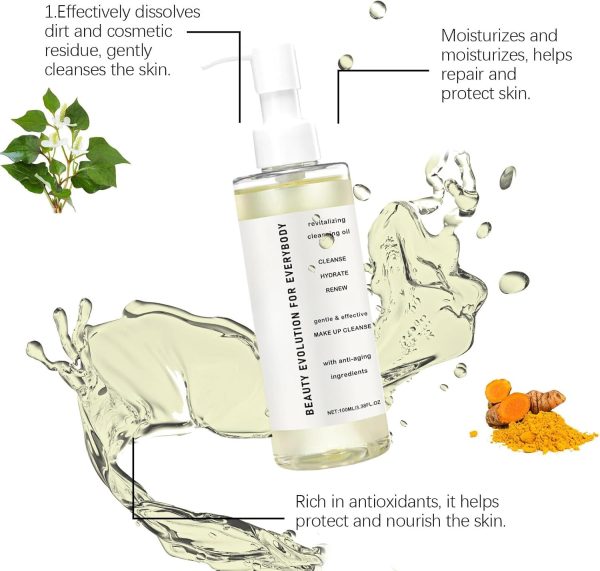 ⁦NALACAL Ginseng Cleansing Oil for Face, Hydrating Makeup Remover, Pore Control Oil Cleanser, Blackheads Removal and Makeup Remover, Turmeric Facial Cleanser Oil for Daily Makeup for All Skin Types⁩ - الصورة ⁦6⁩