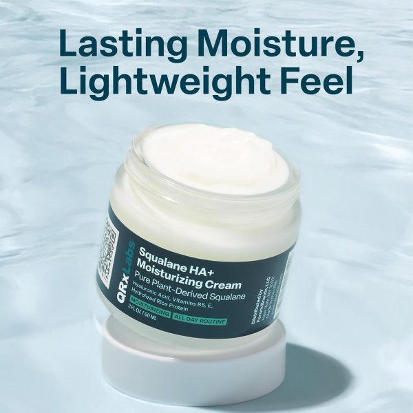 ⁦QRxLabs Plant-Based Squalane HA+ Moisturizing Cream with Hyaluronic Acid - Organic ECOCERT Approved USDA Certified Squalane Derived from Sugarcane - Moisturizer for Face, Body & Skin - 2 Fl Oz / 60 ml⁩ - الصورة ⁦6⁩